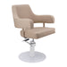 DSSE Lucy Salon Styling Chair Latte White Round Base Front Side View