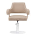 DSSE Lucy Salon Styling Chair Latte White Round Base Front View