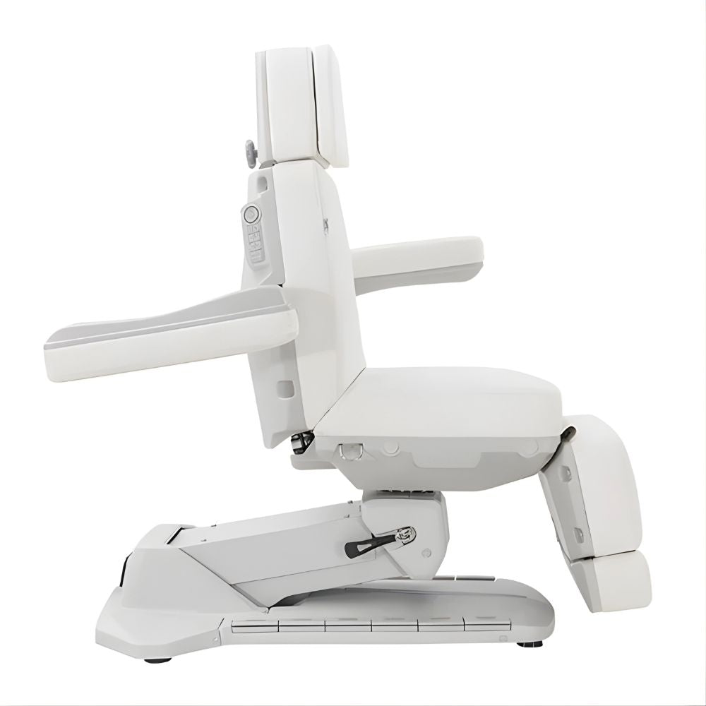 DSSE Lumina Treatment Bed White Adjustable Armrest Side View