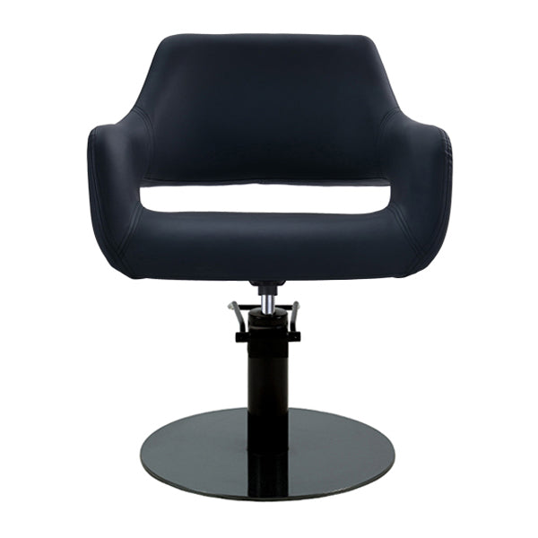 DSSE Madison Salon Chair Black With Black Round Base Front View