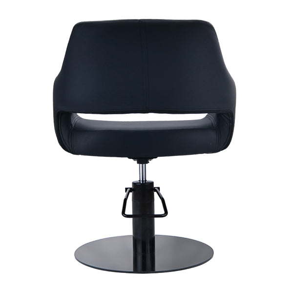 DSSE Madison Salon Chair Black With Black Round Base Rear View