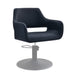 DSSE Madison Salon Chair Black With Matt Black Round Base Front Side View