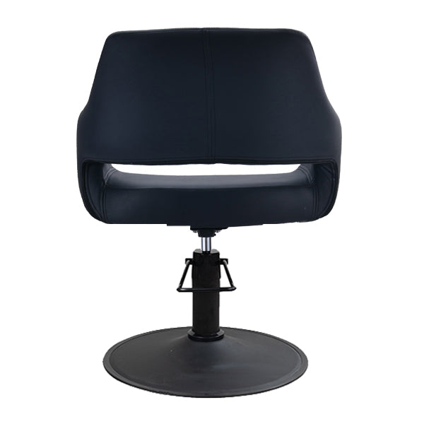 DSSE Madison Salon Chair Black With Matt Black Round Base Rear View