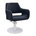 DSSE Madison Salon Chair Black With White Round Base Front Side View