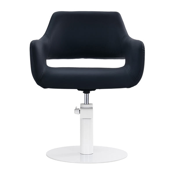 DSSE Madison Salon Chair Black With White Round Base Front View