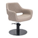 DSSE Madison Salon Chair Latte With Black Round Base Front Side View