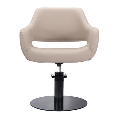 DSSE Madison Salon Chair Latte With Black Round Base Front View