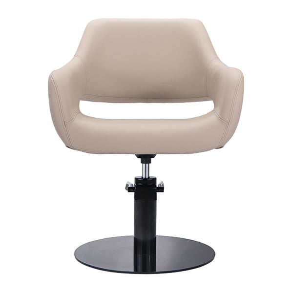 DSSE Madison Salon Chair Latte With Black Round Base Front View