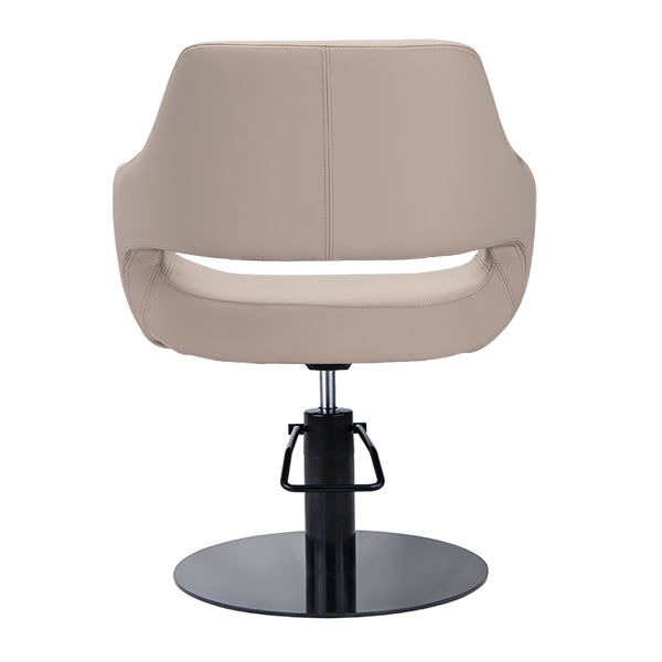 DSSE Madison Salon Chair Latte With Black Round Base Rear View
