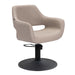 DSSE Madison Salon Chair Latte With Matt Black Round Base Front Side View