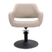 DSSE Madison Salon Chair Latte With Matt Black Round Base Front View