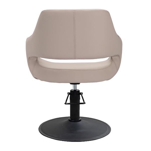 DSSE Madison Salon Chair Latte With Matt Black Round Base Rear View
