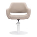 DSSE Madison Salon Chair Latte With White Round Base Front View