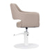 DSSE Madison Salon Chair Latte With White Round Base Side View