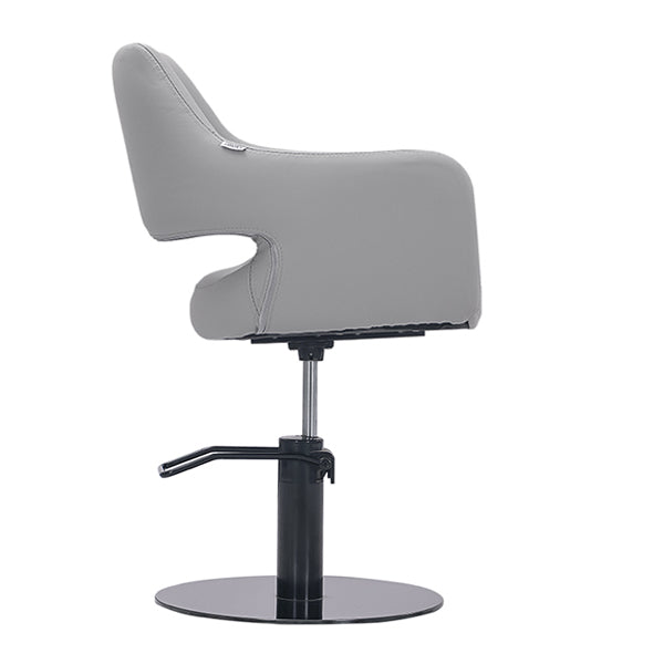 DSSE Madison Salon Chair Smoke With Black Round Base Side View