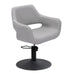DSSE Madison Salon Chair Smoke With Matt Black Round Base Front Side View