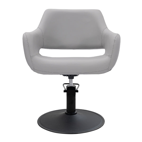 DSSE Madison Salon Chair Smoke With Matt Black Round Base Front View