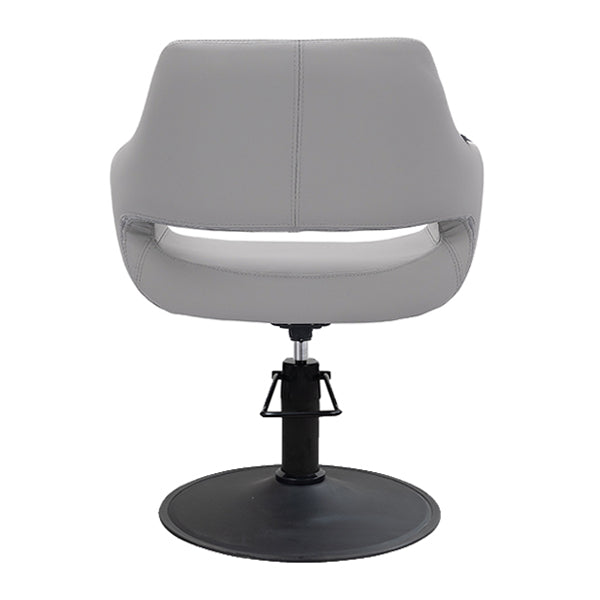 DSSE Madison Salon Chair Smoke With Matt Black Round Base Rear View