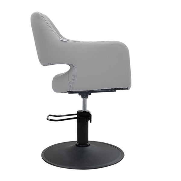 DSSE Madison Salon Chair Smoke With Matt Black Round Base Side View