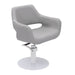 DSSE Madison Salon Chair Smoke With White Round Base Front Side View