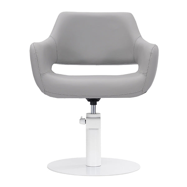 DSSE Madison Salon Chair Smoke With White Round Base Front View