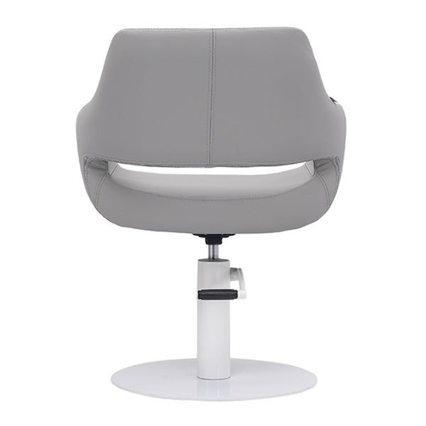 DSSE Madison Salon Chair Smoke With White Round Base Rear View