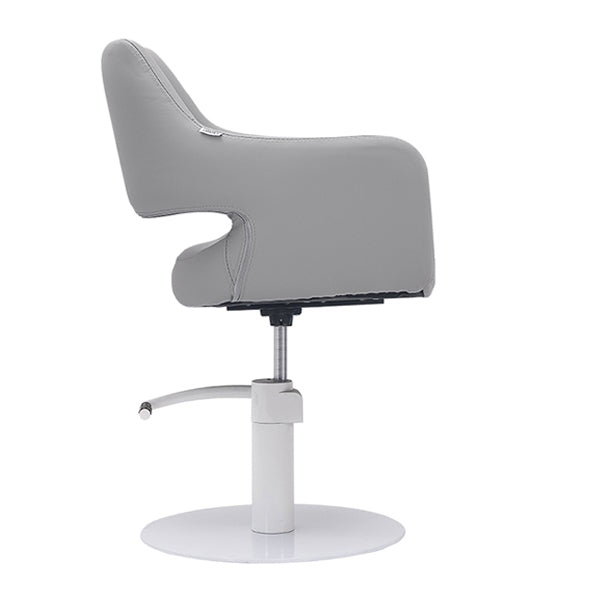 DSSE Madison Salon Chair Smoke With White Round Base Side View