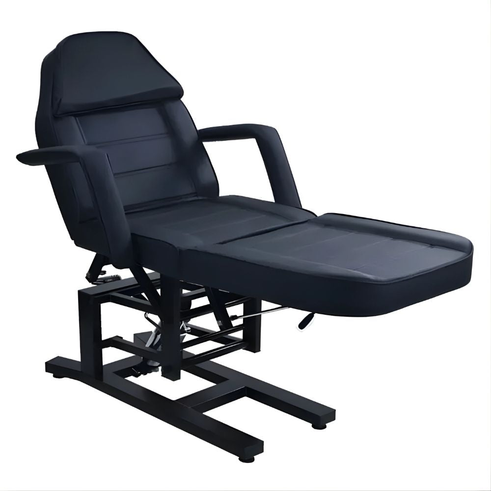 DSSE Mia Hydraulic Beauty Bed Black Leg Rest Elevated Front Side View