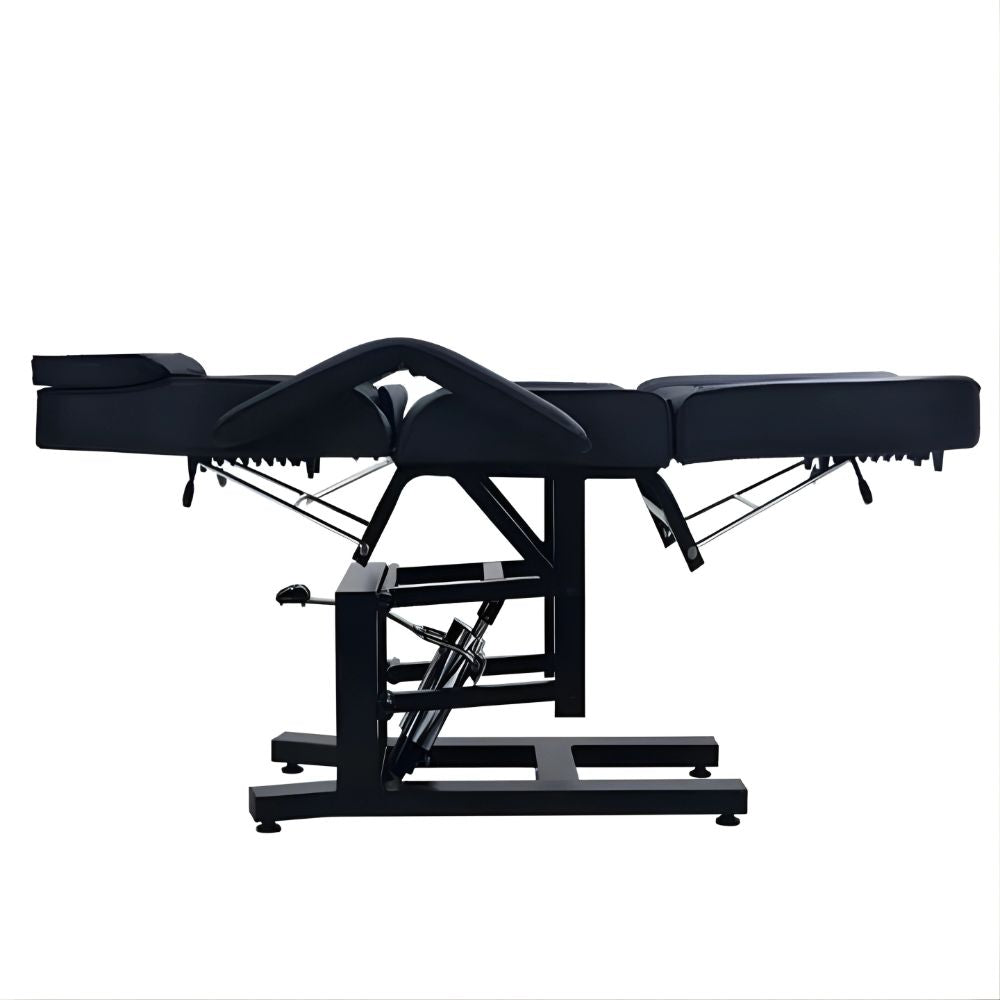 DSSE Mia Hydraulic Beauty Bed Black Lowered Flat Position Side View