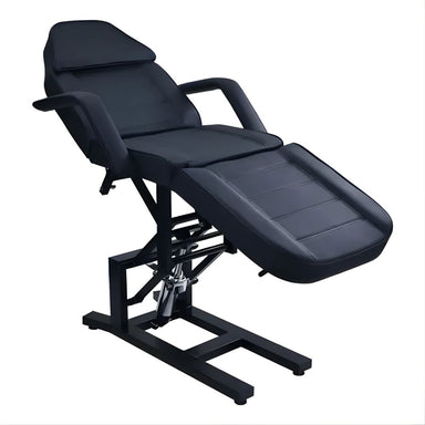 DSSE Mia Hydraulic Beauty Bed Black Reclined Front Side View