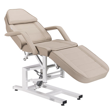 DSSE Mia Hydraulic Beauty Bed Latte Reclined Front Side View