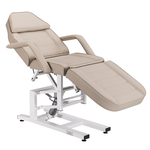 DSSE Mia Hydraulic Beauty Bed Latte Reclined Front Side View