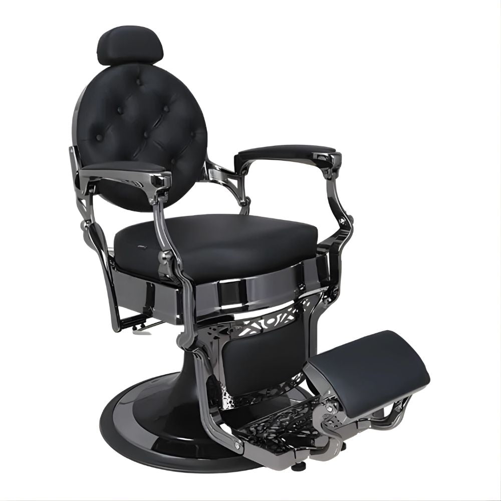 DSSE Onyx Barber Chair Black Front Side View