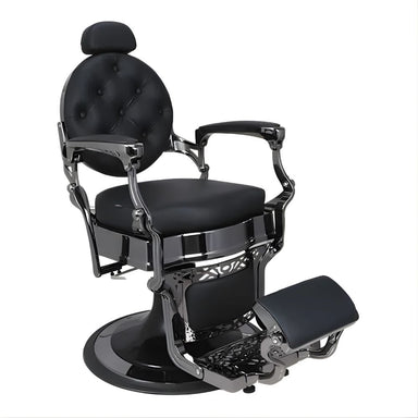 DSSE Onyx Barber Chair Black Front Side View