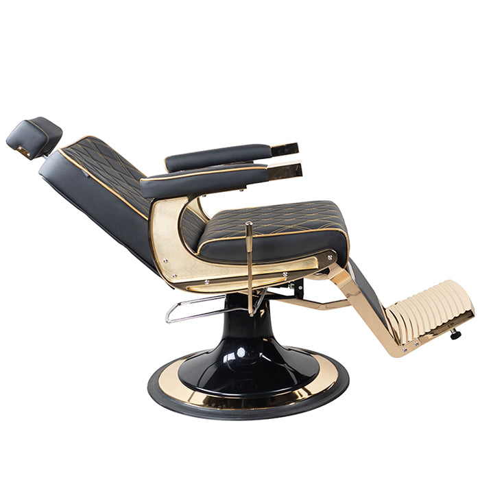DSSE Regal Barber Chair Black Reclined Side View
