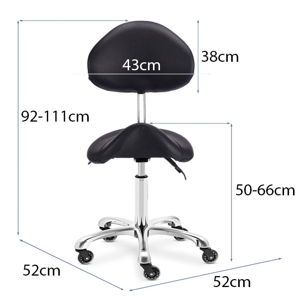 DSSE Saddle Medi S2 With Tilt Stool Black Dimensions Front View