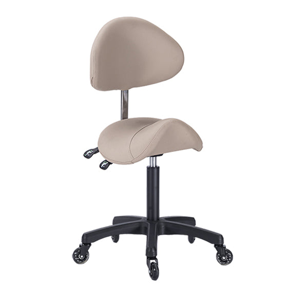 DSSE Saddle Medi S2 With Tilt Stool Latte Front Side View