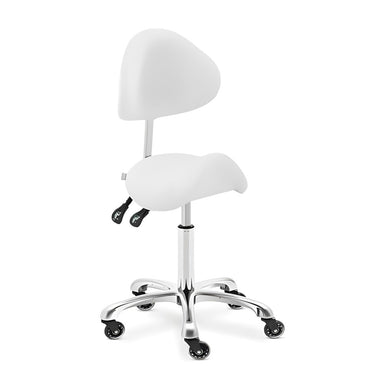 DSSE Saddle Medi Stool With Tilt White Front Side View