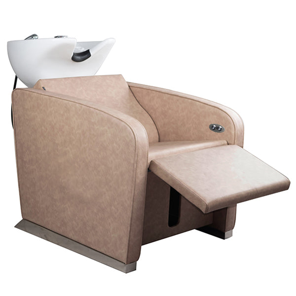 DSSE Soho Electric Recliner Wash Lounge Taupe Foot Rest Extended Front Side View