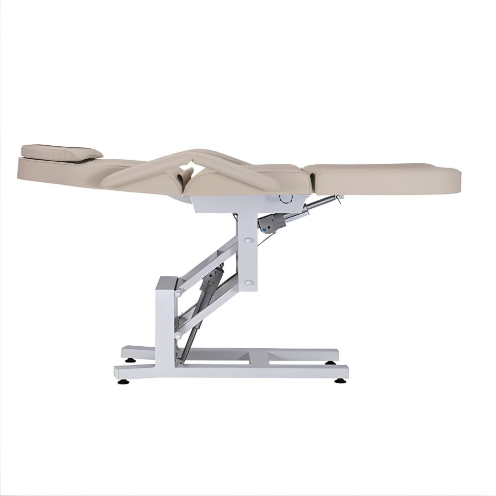 DSSE Tria Heated Electric Beauty Bed Latte Raised Flat Position Side View