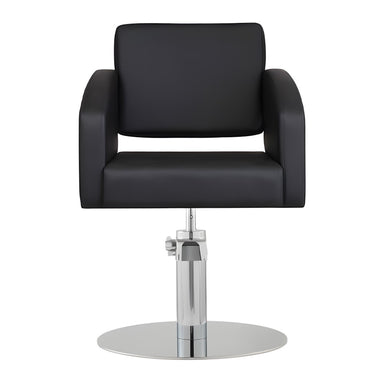 DSSE Zahra Salon Chair Black Round Chrome Base Front View