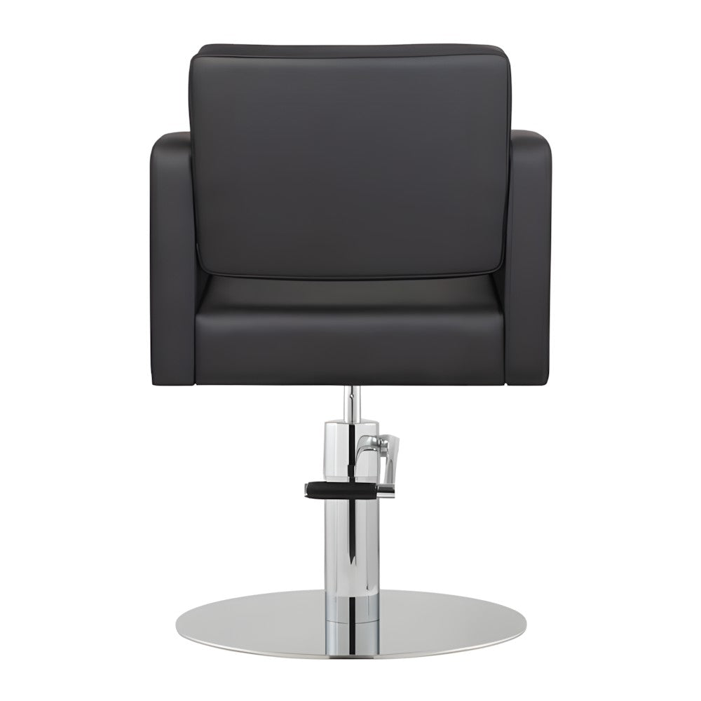 DSSE Zahra Salon Chair Black Round Chrome Base Rear View