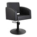 DSSE Zahra Salon Chair Black Round Matte Black Base Front Side View