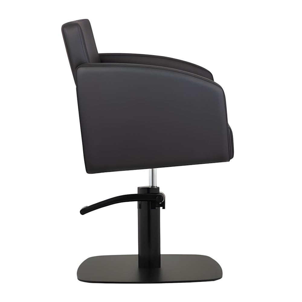 DSSE Zahra Salon Chair Black Square Matte Black Base Side View