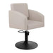 DSSE Zahra Salon Chair Latte Round Matte Black Base Front Side View