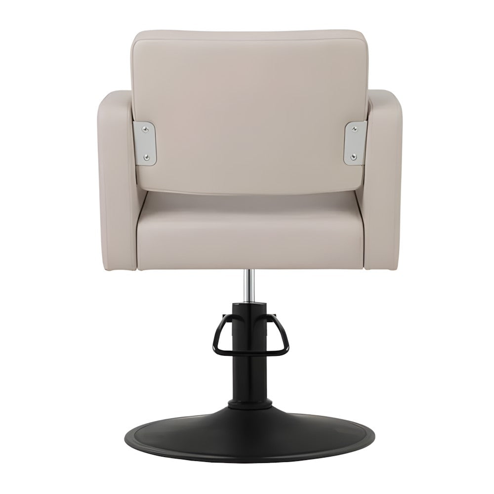 DSSE Zahra Salon Chair Latte Round Matte Black Base Rear View