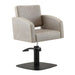 DSSE Zahra Salon Chair Taupe Square Matte Black Base Front Side View