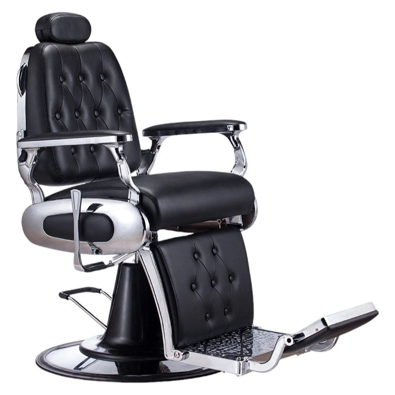 Karma Airlie Beach Barber Chair Black Chrome Front Side View