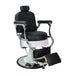 Karma Ascot Barber Chair Black White Chrome Front Side View