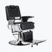 Black and silver barber chair on a white background